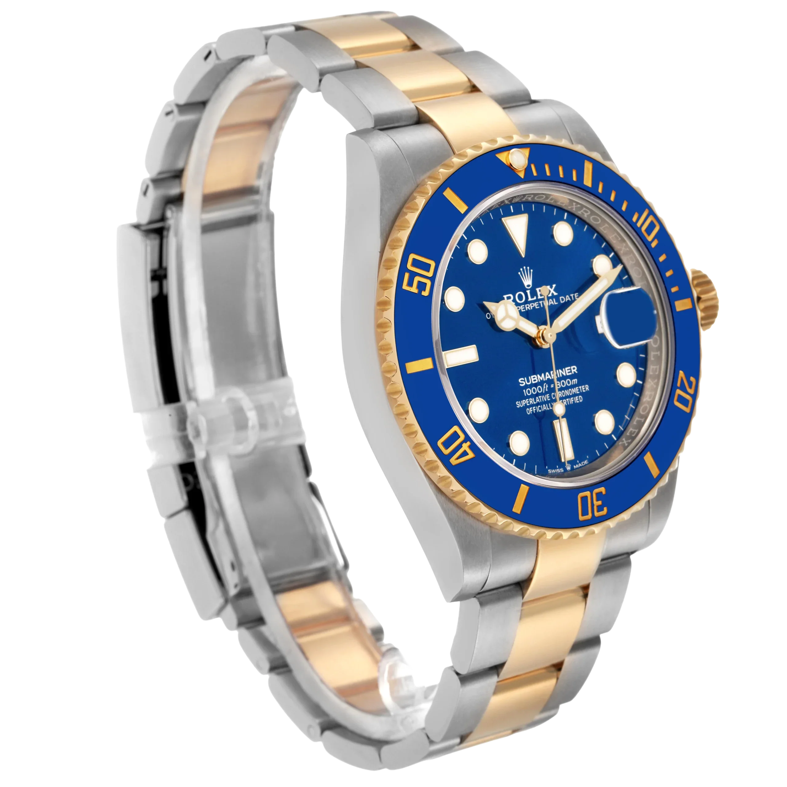 Submariner 41mm Steel Yellow Gold Blue Dial Mens Watch 126613