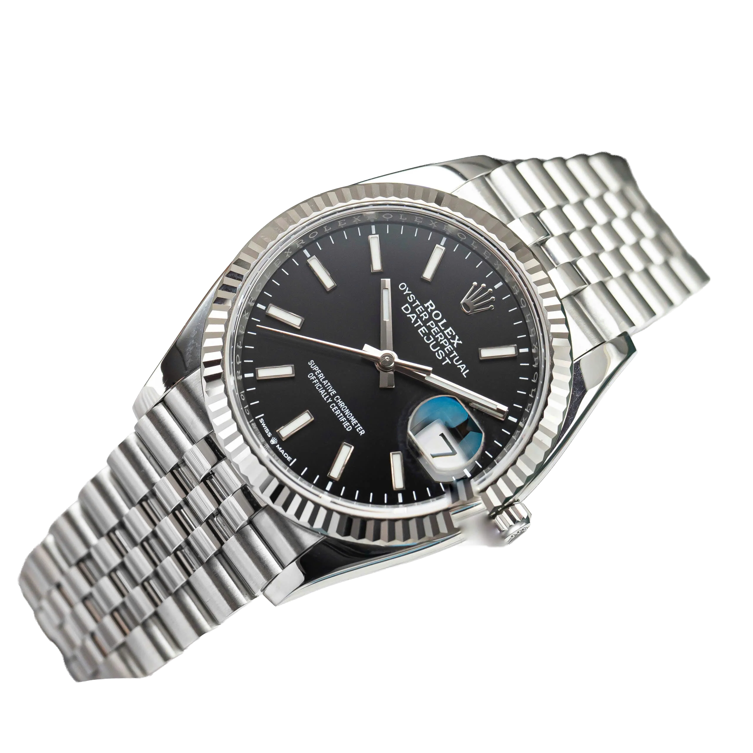 Datejust 41mm Steel White Gold Black Dial Mens Watch m126334-0018