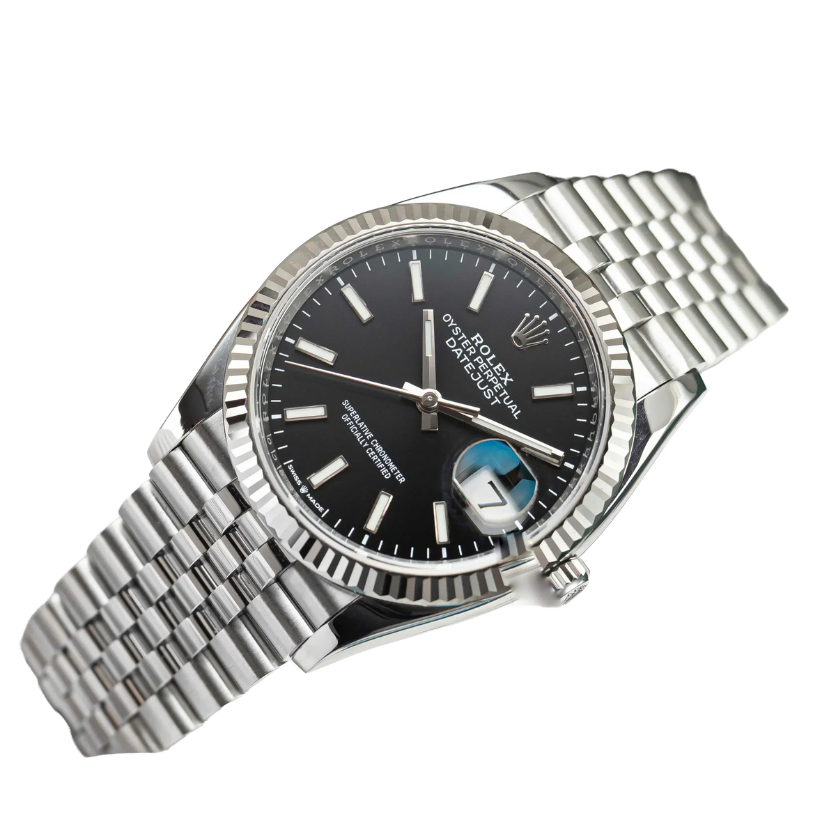 Datejust 41mm Steel White Gold Black Dial Mens Watch m126334-0018