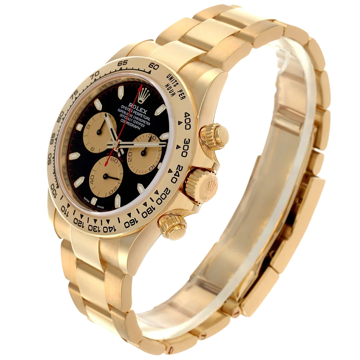 Daytona 40mm Black Dial Yellow Gold Mens Automatic Watch 116508