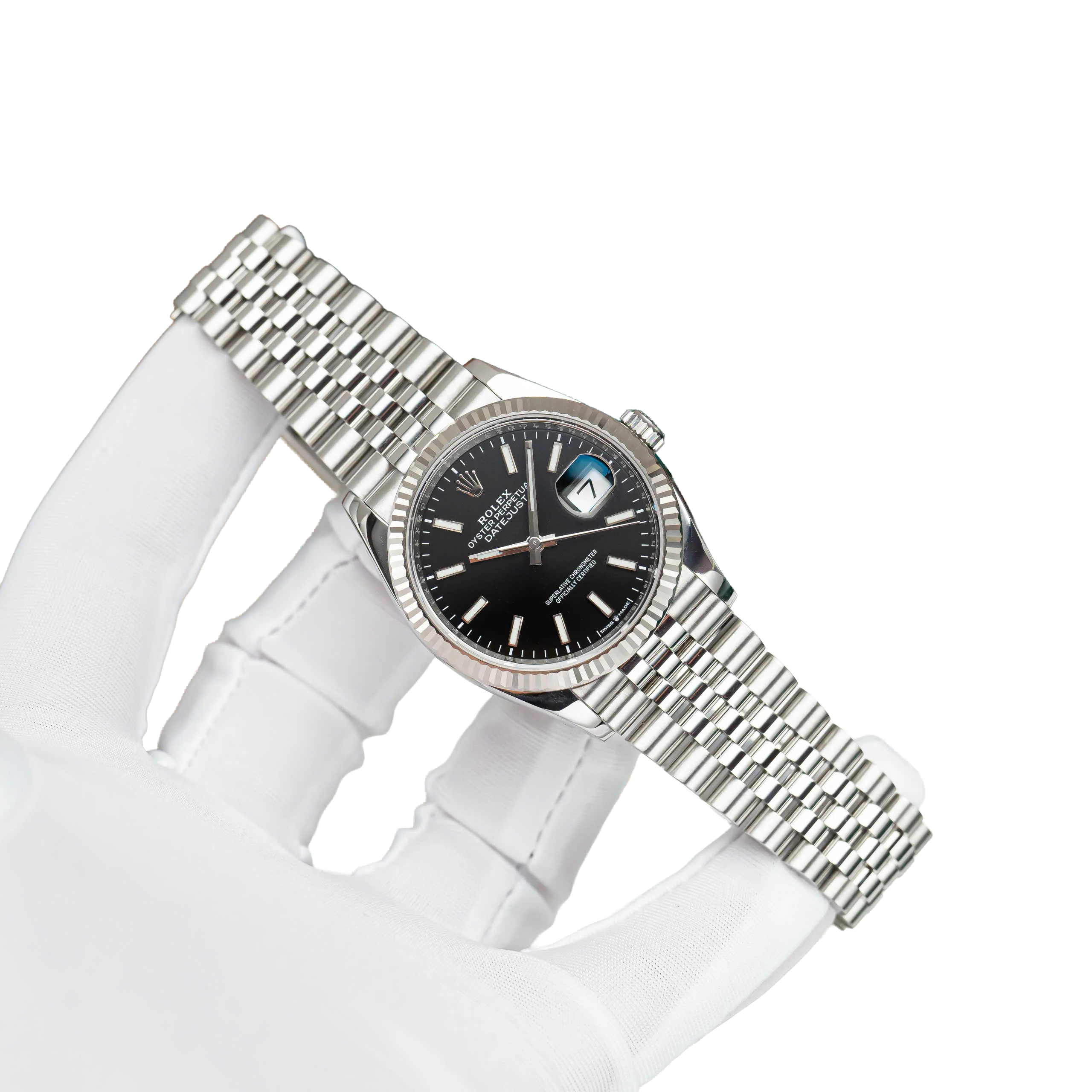 Datejust 41mm Steel White Gold Black Dial Mens Watch m126334-0018