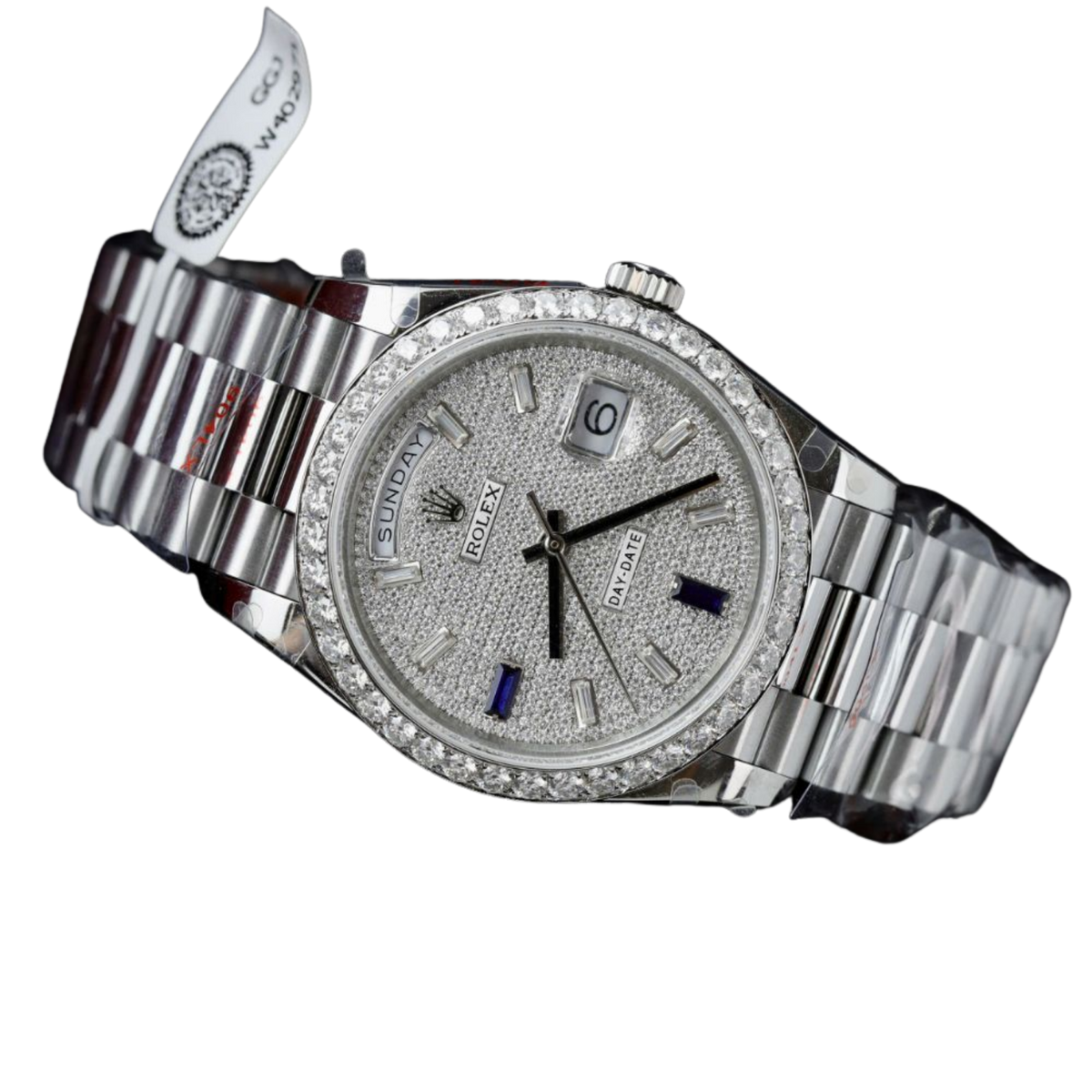 Day-Date 40 President White Gold Diamond Paved Dial with Sapphires 228349RBR