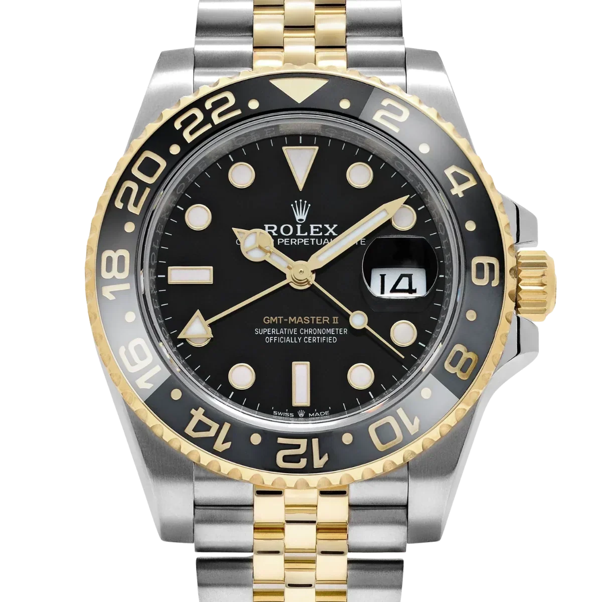 GMT-Master II  40mm Stainless Steel Yellow Gold Black Dial Jubilee 126713GRNR-0001