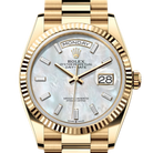 Rolex Day-Date "President" 40mm Yellow Gold Mother of Pearl Diamond Baguette Dial - 128238 - New 2026