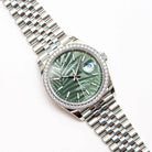 Rolex Datejust 36 M126284RBR-0039 – Olive Green Palm Motif Dial Diamond Bezel