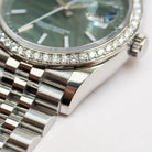 Rolex Datejust 36 M126284RBR-0039 – Olive Green Palm Motif Dial Diamond Bezel