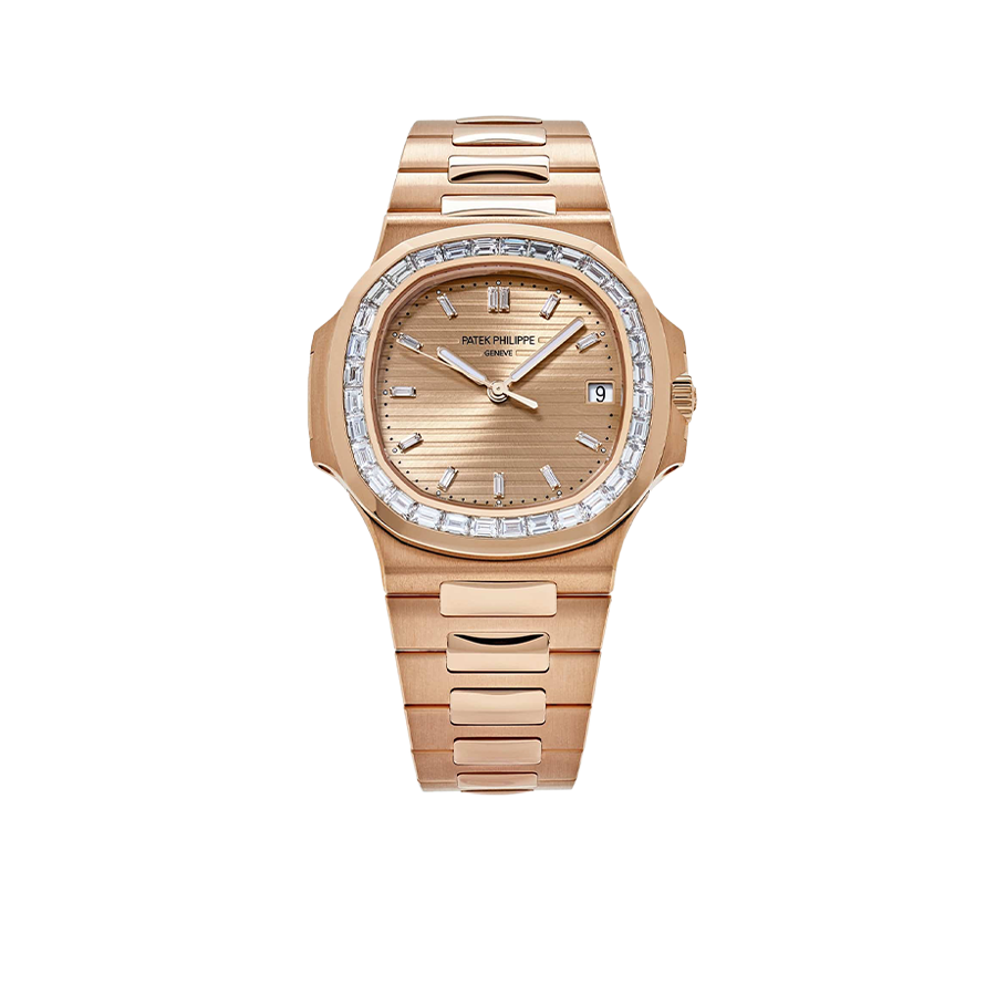 Nautilus 40mm 5723/1R-001 Rose Gold Rose-Gilt Dial Baguette Diamond Bezel
