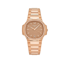 Nautilus Ladies 35mm 7118/1200R-010 Rose Gold Golden Dial Diamond Bezel