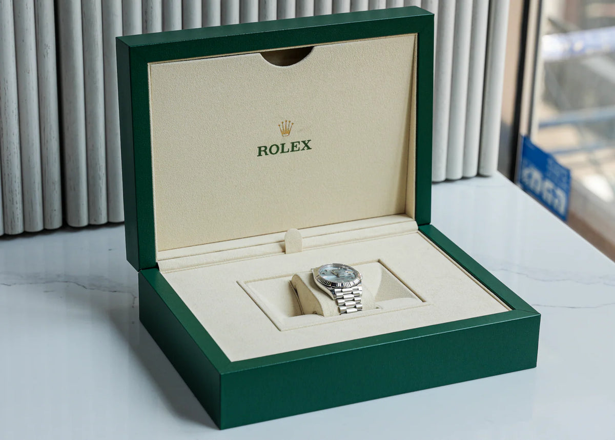 Rolex Day-Date 40mm Platinum President  Ice Blue Baguette Dial 228236