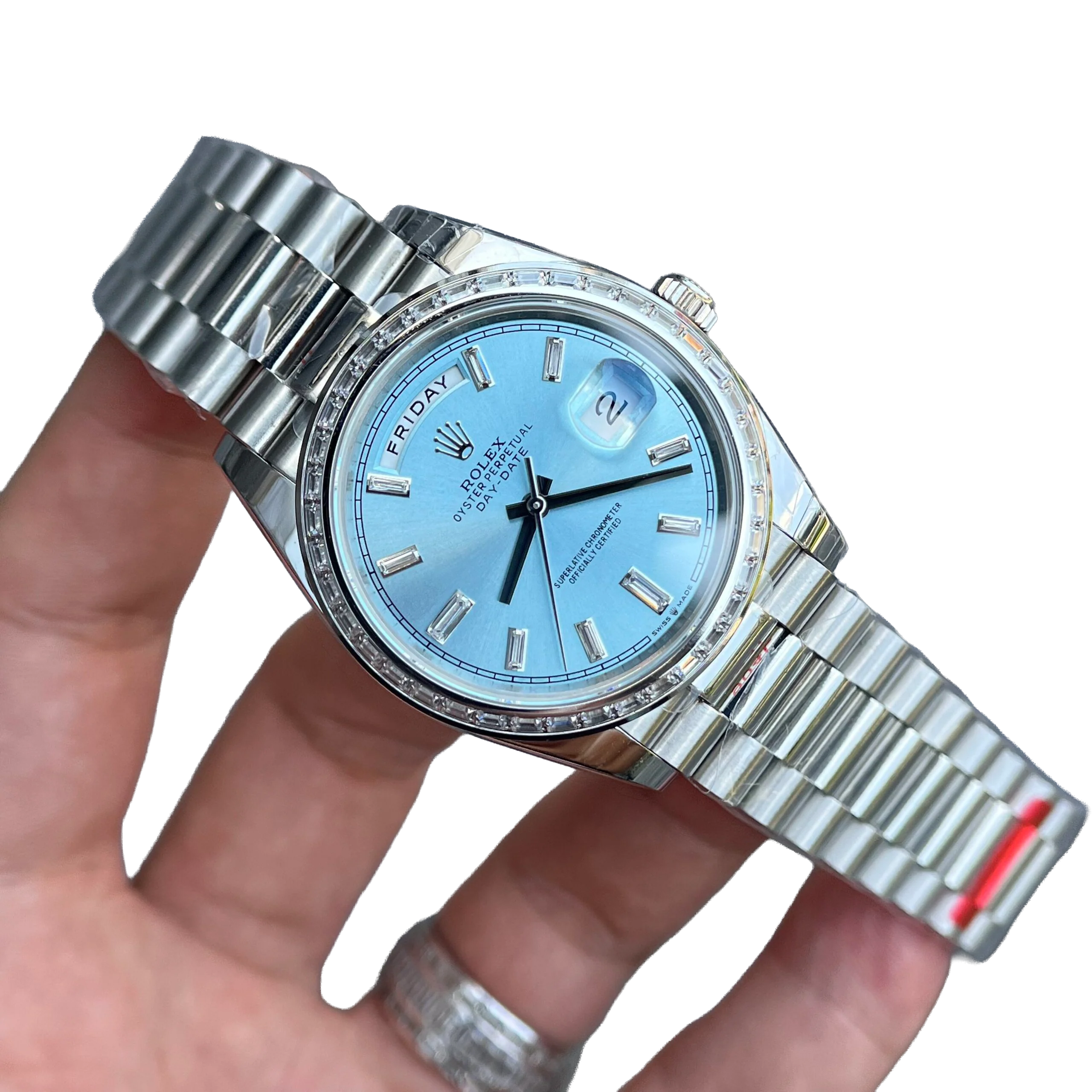 Day-Date 40mm Ice Blue Dial Baguette Set Bezel 228396TBR