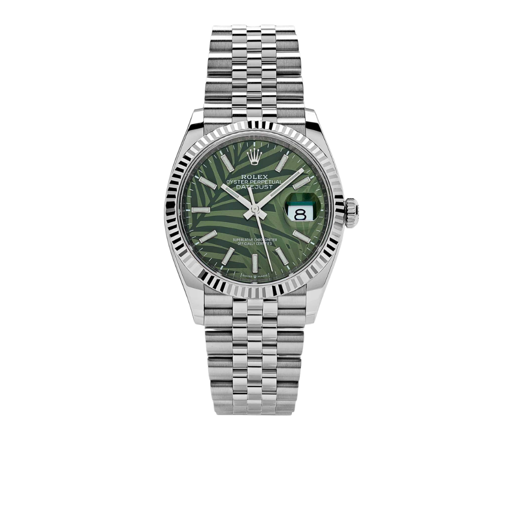 Rolex Datejust 36mm 126234 Stainless Steel Olive Green Palm Motif Dial