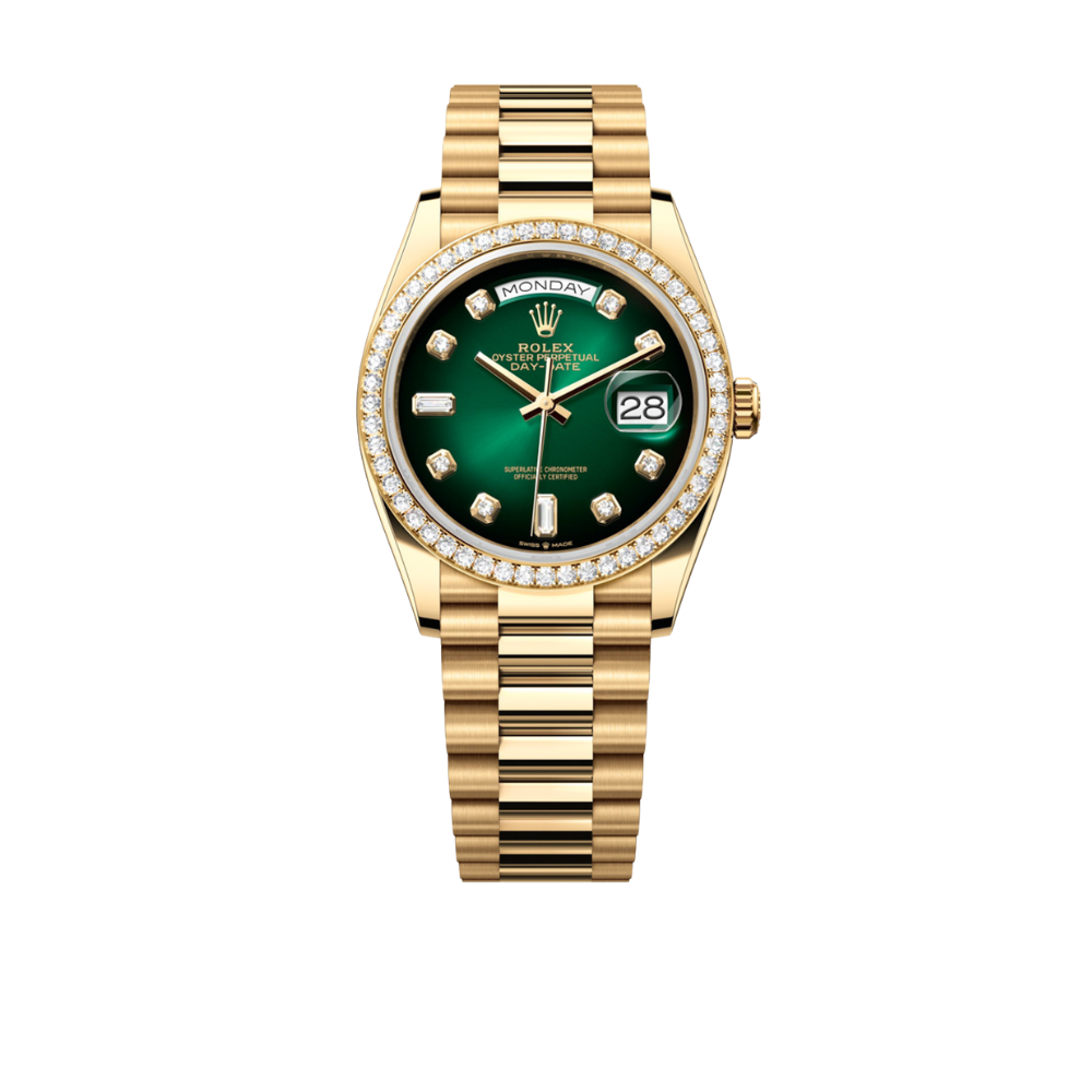 Rolex Day-Date President 36mm Yellow Gold 128348RBR Green