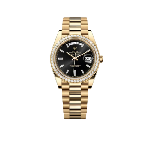Day-Date 40mm Presidential 228348RBR Diamond Bezel Baguette Black Dial