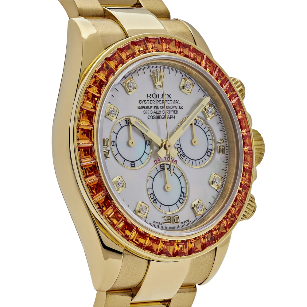 Daytona 116578SACO Yellow Gold Sapphire Bezel Mother Of Pearl Dial