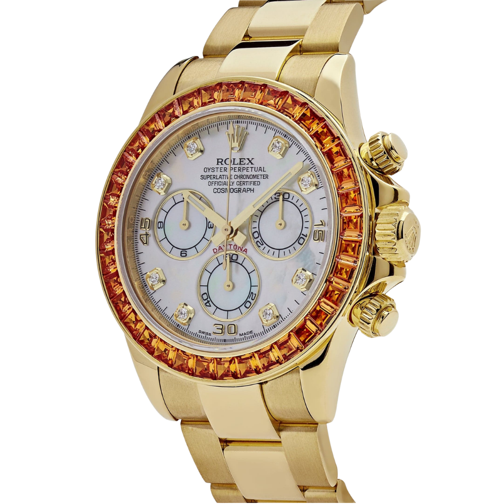 Daytona 116578SACO Yellow Gold Sapphire Bezel Mother Of Pearl Dial