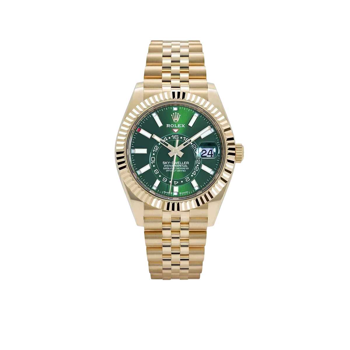 Sky-Dweller 42mm Yellow Gold Bright Green Dial Jubilee 336938 (2025)