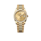 Day-Date 40 228348RBR Yellow Gold Diamond Bezel Champagne Roman Dial