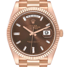 President Day-Date 40mm Rose Gold Chocolate Diamond Watch 228235