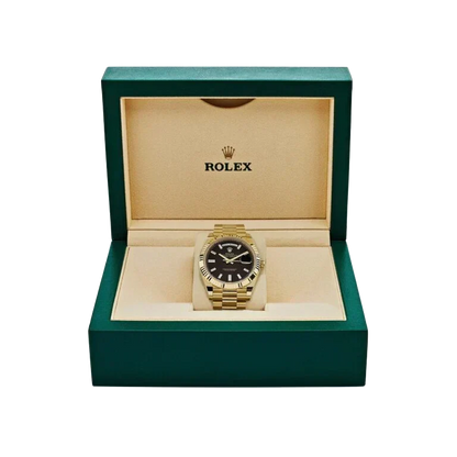 President Day-Date 40mm Black Dial Yellow Gold Diamond Mens Watch 228238