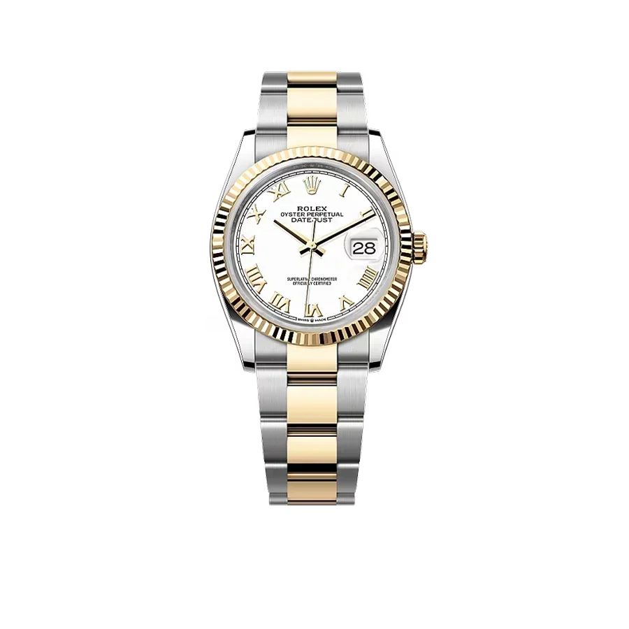 Datejust 36 mm White Dial, Yellow Rolesor 126233-0030