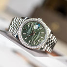 Rolex Datejust 36 M126284RBR-0039 – Olive Green Palm Motif Dial Diamond Bezel