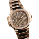 Nautilus Ladies 35mm 7118/1200R-010 Rose Gold Golden Dial Diamond Bezel