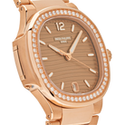 Nautilus Ladies 35mm 7118/1200R-010 Rose Gold Golden Dial Diamond Bezel