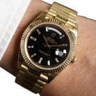 President Day-Date 40mm Black Dial Yellow Gold Diamond Mens Watch 228238