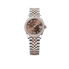 Lady-Datejust 31mm 278381RBR Stainless Steel Rose Gold Brown Roman Numerals Diamond Dial Diamond Bezel Jubilee