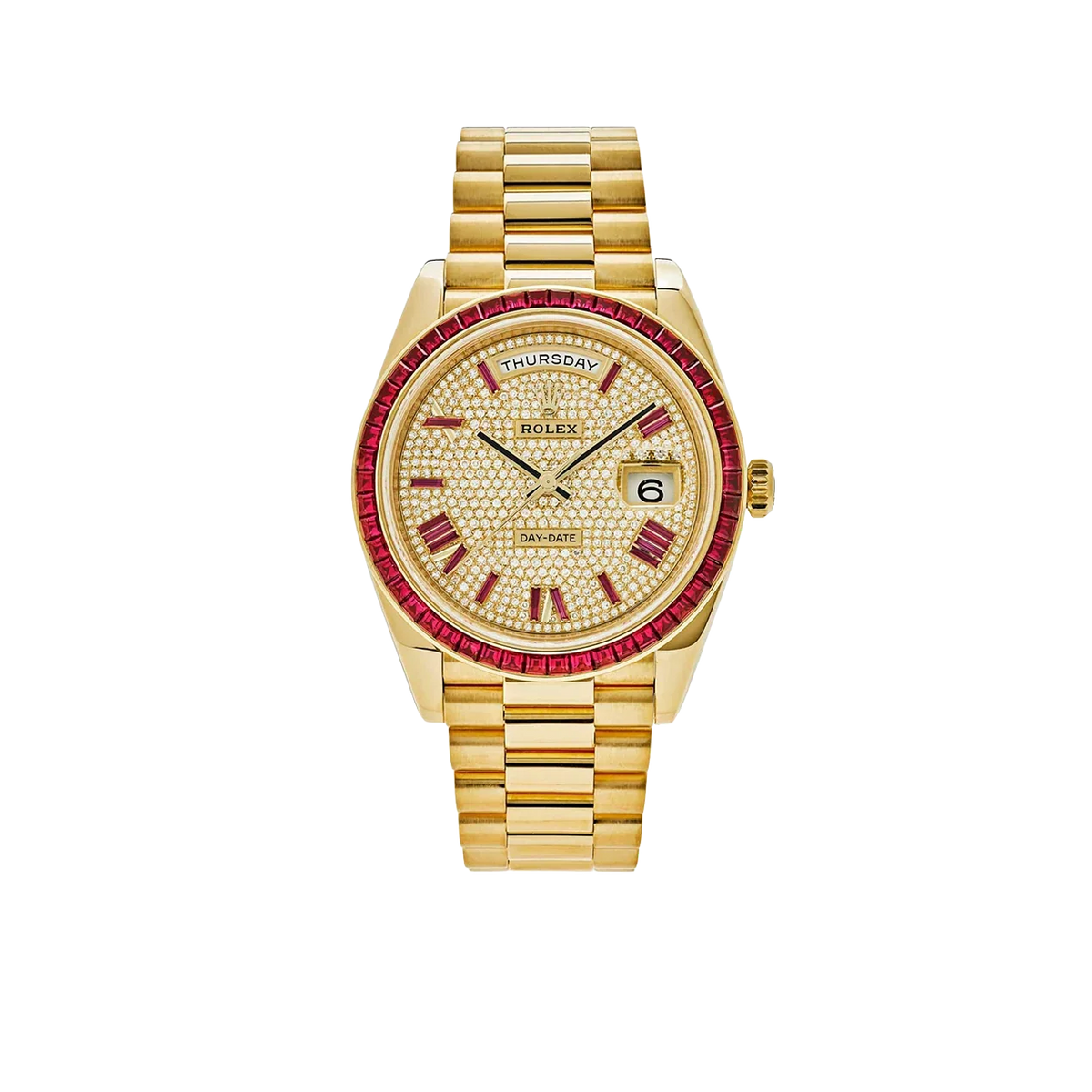 Day-Date 40 228398TRU Yellow Gold Roman Dial Ruby Bezel