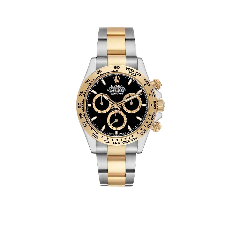 Daytona 40mm Steel Yellow Gold Black Dial Mens Watch 126503