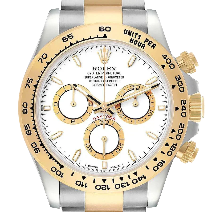 Daytona 40mm Steel Yellow Gold White Dial Mens Watch 126503
