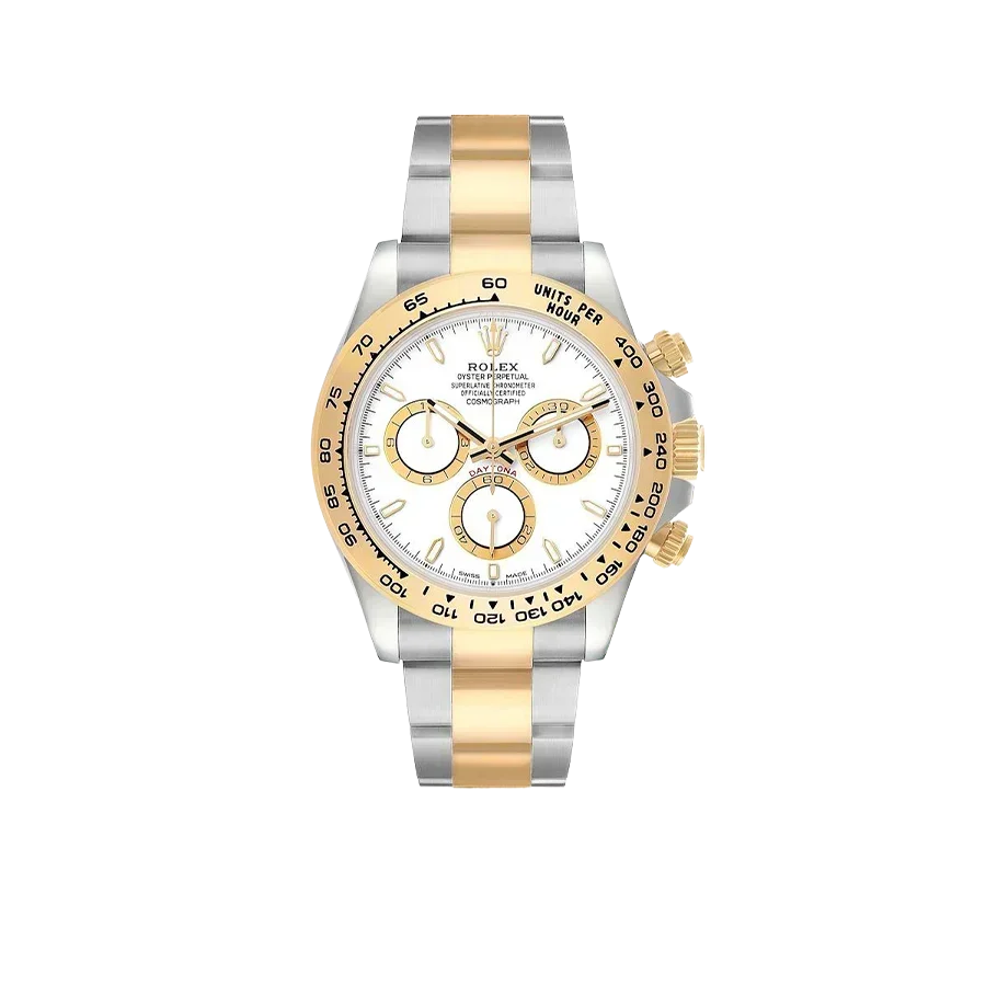 Daytona 40mm Steel Yellow Gold White Dial Mens Watch 126503