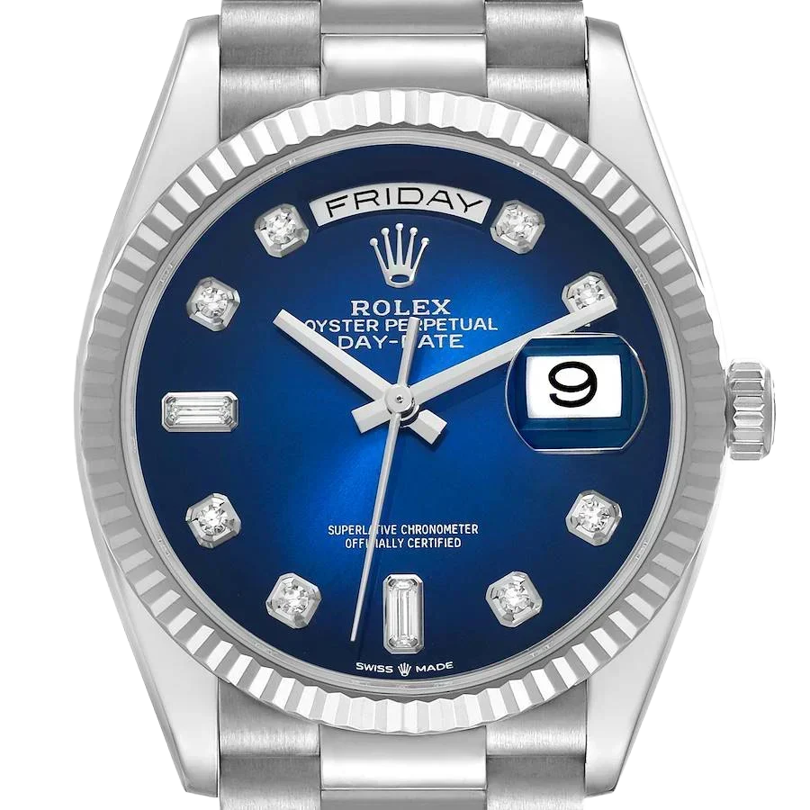 President Day-Date 36mm White Gold Ombre Diamond Dial Mens Watch 128239