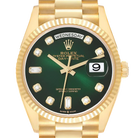 President Day-Date 36mm Yellow Gold Green Diamond Dial Mens Watch 128238