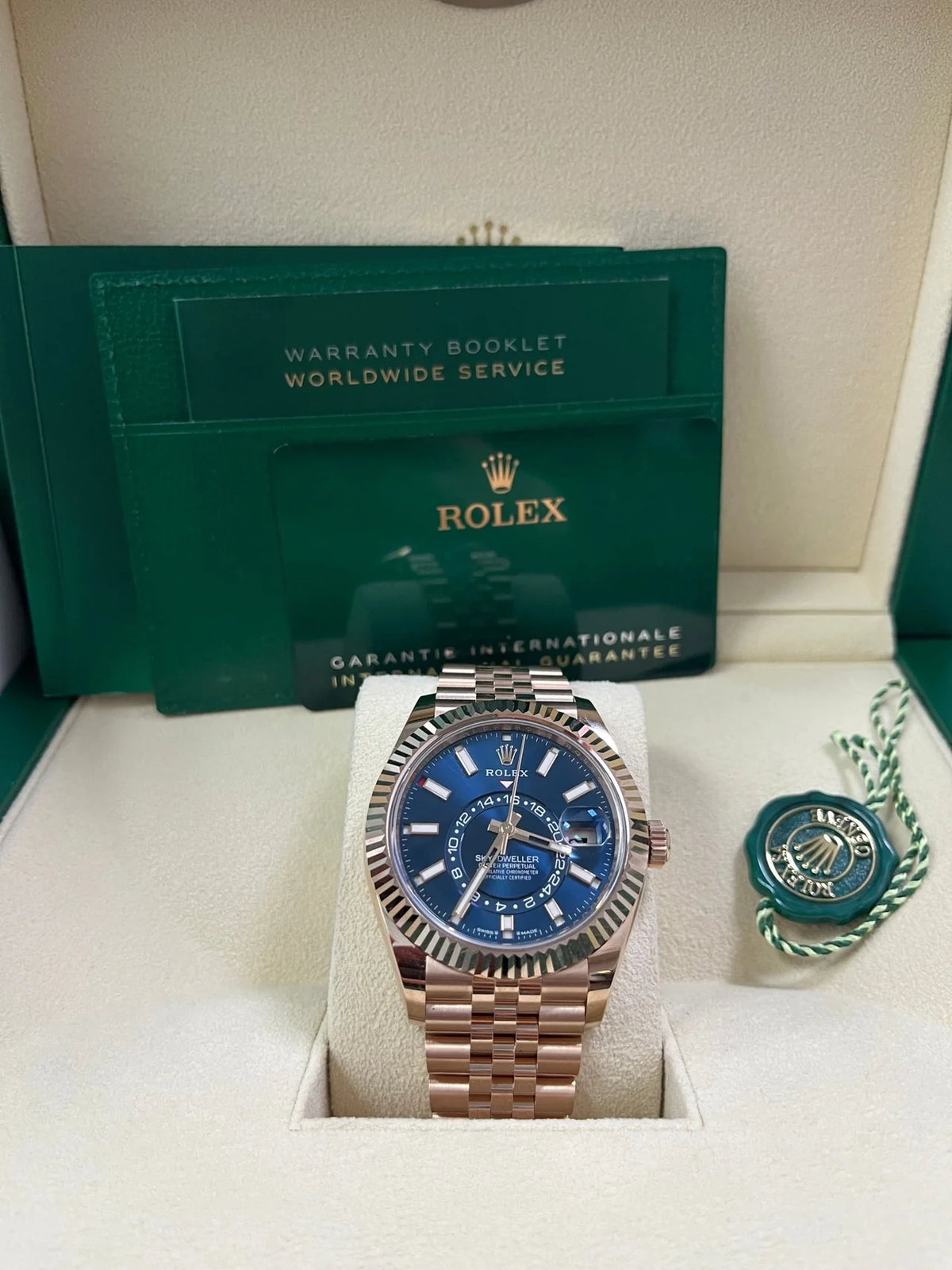 Rolex Sky-Dweller 42mm Blue Dial Rose Gold Jubilee Bracelet 336935