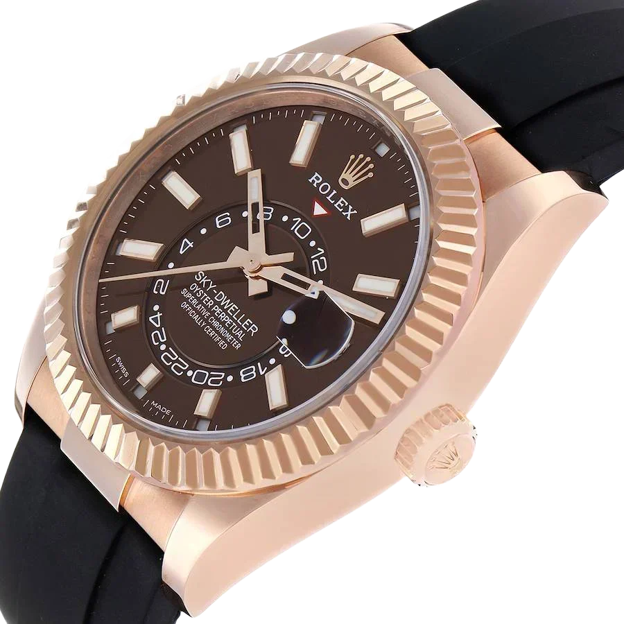 Sky-Dweller 42mm Rose Gold Chocolate Brown Dial Mens Watch 326235