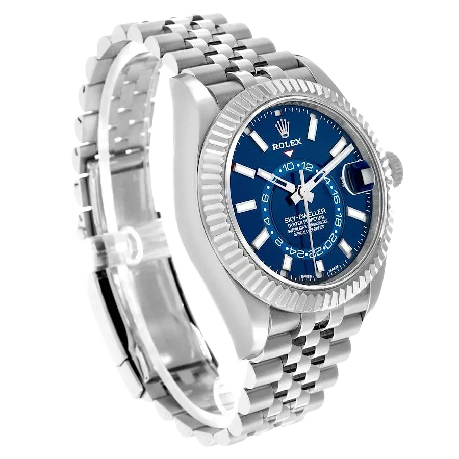 Sky-Dweller 42mm Steel White Gold Blue Dial Mens Watch 326934