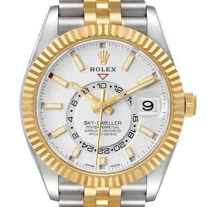 Sky-Dweller 42mm Steel Yellow Gold Silver Dial Mens Watch 326933