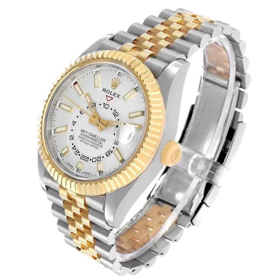 Sky-Dweller 42mm Steel Yellow Gold Silver Dial Mens Watch 326933