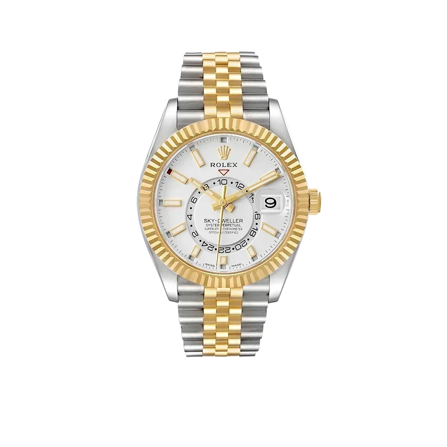 Sky-Dweller 42mm Steel Yellow Gold Silver Dial Mens Watch 326933