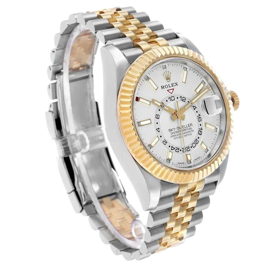 Sky-Dweller 42mm Steel Yellow Gold Silver Dial Mens Watch 326933