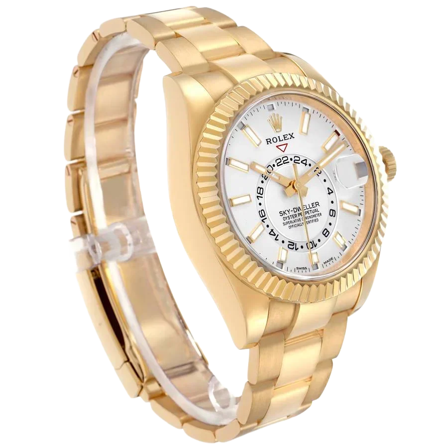 Sky-Dweller 42mm Yellow Gold White Dial Automatic Mens Watch 326938
